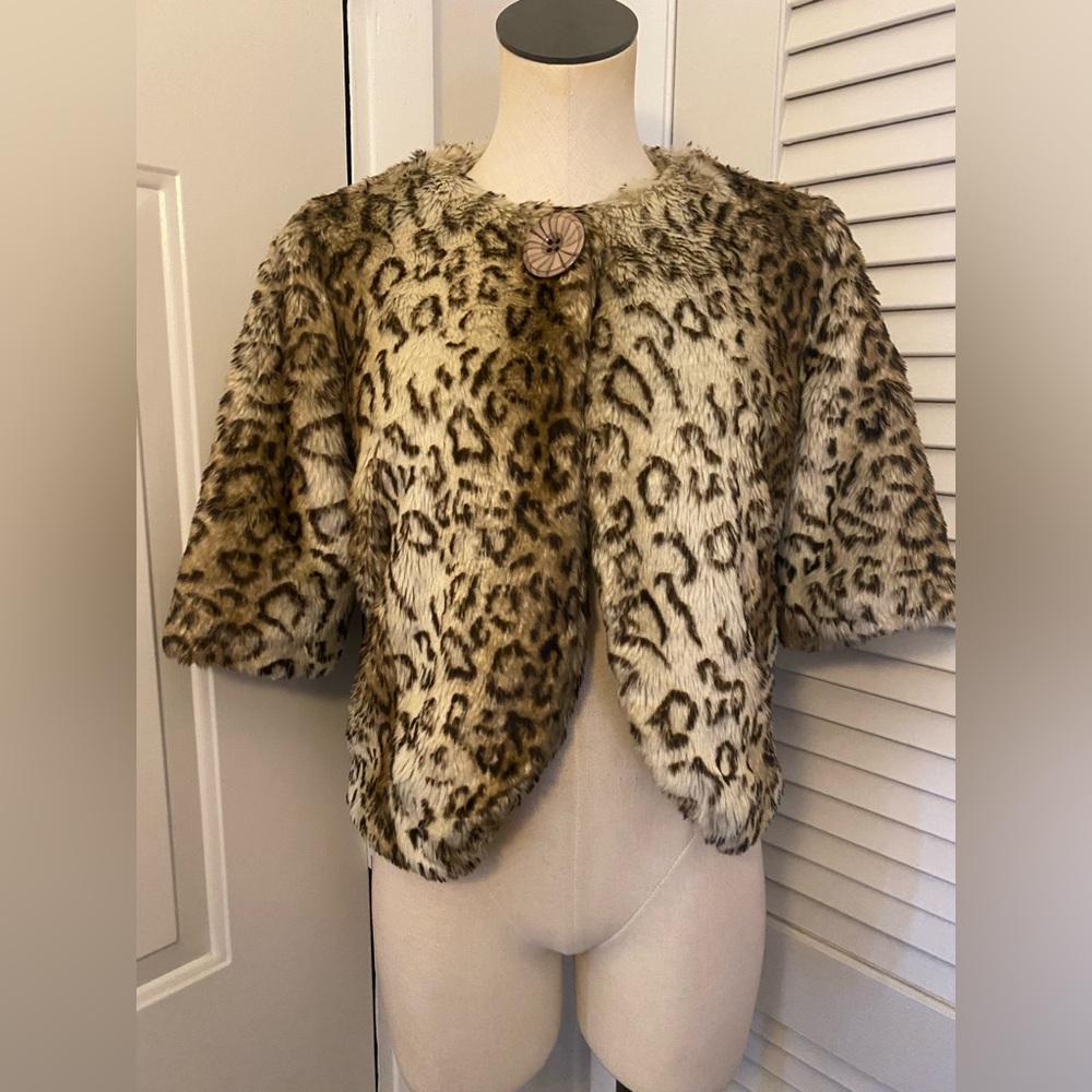 Leopard Print “Sisters Outerwear” Faux Fur Jacket- Size Small